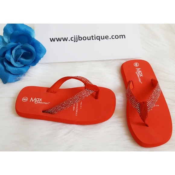 girls red flip flops